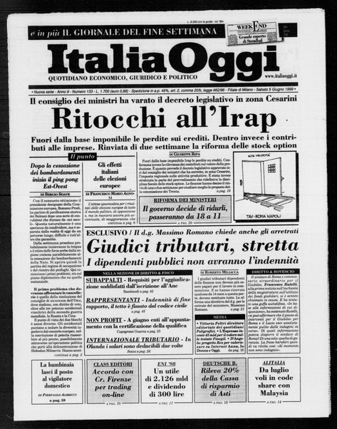 Italia oggi : quotidiano di economia finanza e politica